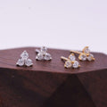 14k gold round dainty lab grown diamond earrings, front view showing fine craftsmanship