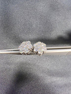 14k gold round screw back lab grown diamond stud earrings, sparkle detail shot showing fine craftsmanship
