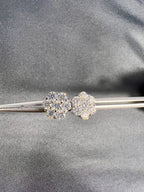 14k gold round screw back lab grown diamond stud earrings, three-quarter view showing fine craftsmanship