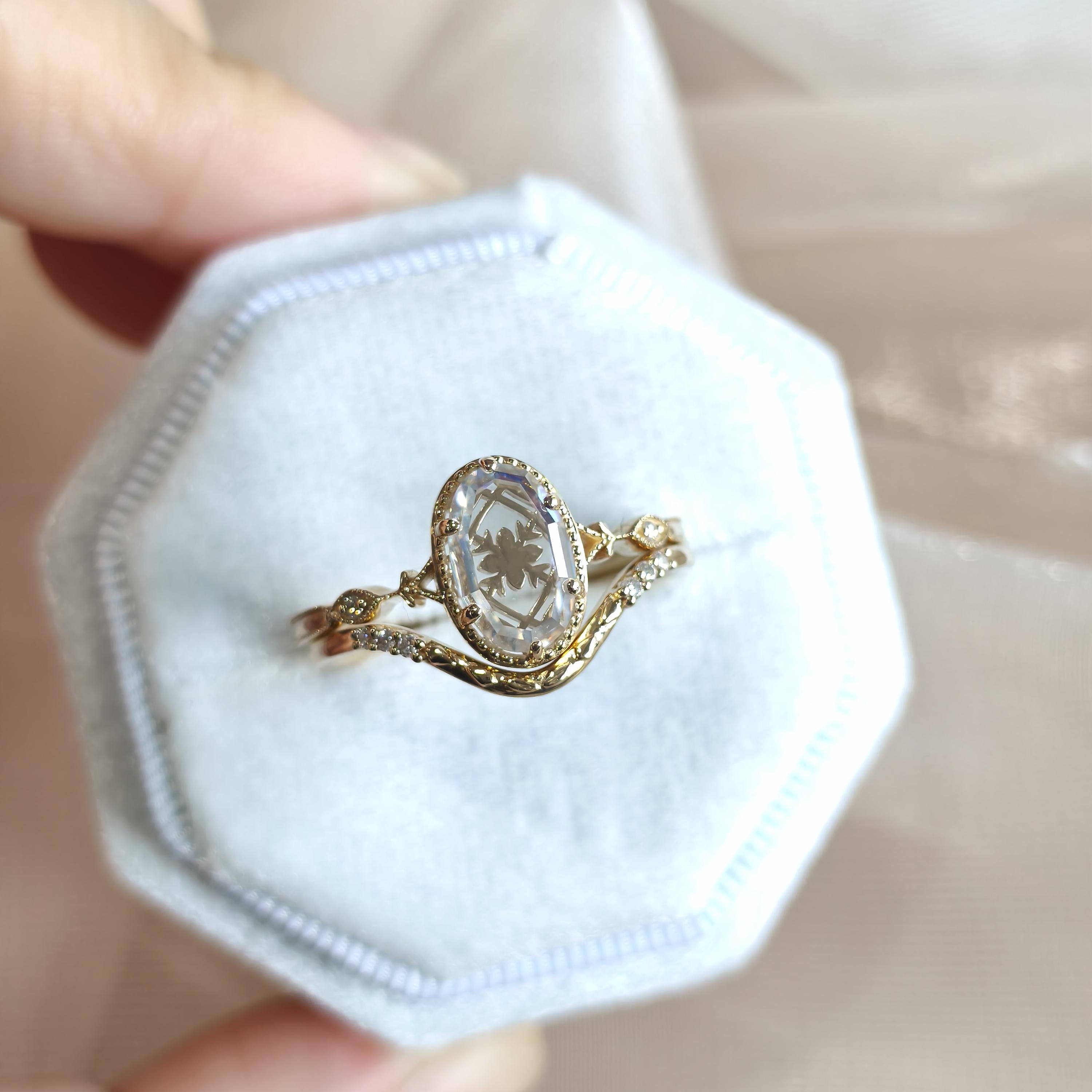 14k gold oval vintage lab grown diamond engagement ring, detailed close-up showing fine craftsmanship