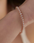 14k gold lab grown diamond tennis bracelet, front view showing fine craftsmanship and a polished finish
