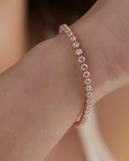 14k gold lab grown diamond tennis bracelet, front view showing fine craftsmanship and a polished finish