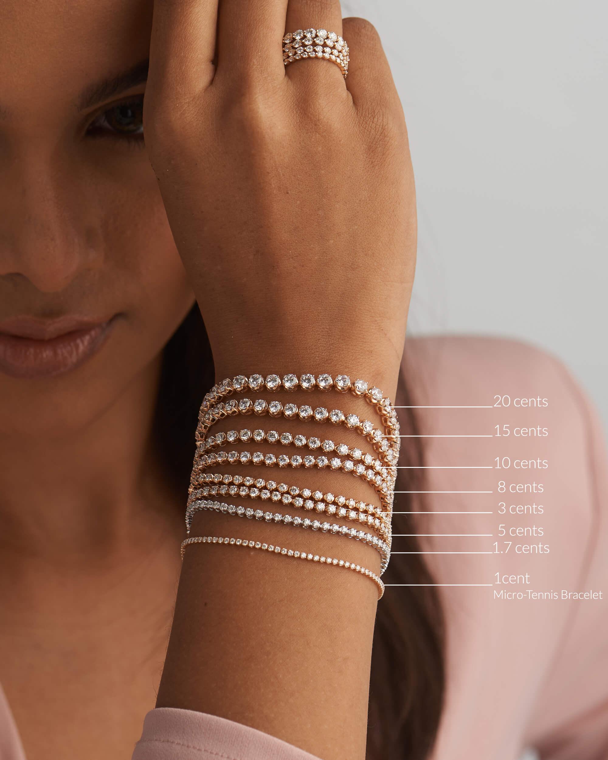 14k gold lab grown diamond tennis bracelet, top angle view showing fine craftsmanship and a polished finish