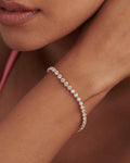 14k gold lab grown diamond tennis bracelet, front view showing fine craftsmanship with a secure setting
