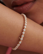 14k gold lab grown diamond tennis bracelet, side profile view showing fine craftsmanship with a secure setting