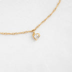 14k gold heart dainty lab grown diamond bracelet, detailed close-up showing fine craftsmanship with brilliant sparkle