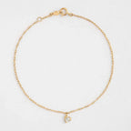 14k gold heart dainty lab grown diamond bracelet, side profile view showing fine craftsmanship with brilliant sparkle