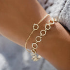 14k gold satellite lab grown diamond tennis bracelet, front view showing fine craftsmanship