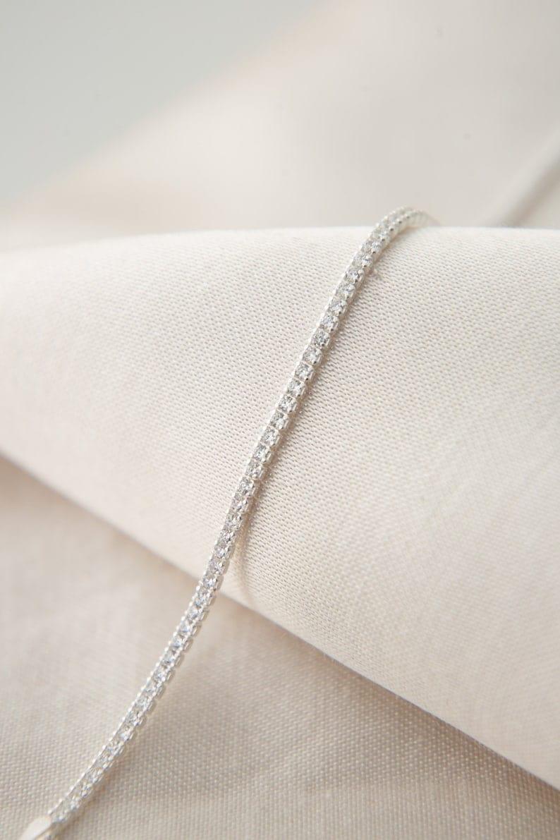14k gold lab grown diamond tennis bracelet, top angle view showing fine craftsmanship by Bright Diamond Jewels