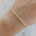 14k gold tennis lab grown diamond bangle bracelet, front view showing fine craftsmanship with brilliant sparkle
