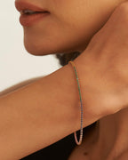 14k gold tennis lab grown diamond bangle bracelet, sparkle detail shot showing fine craftsmanship