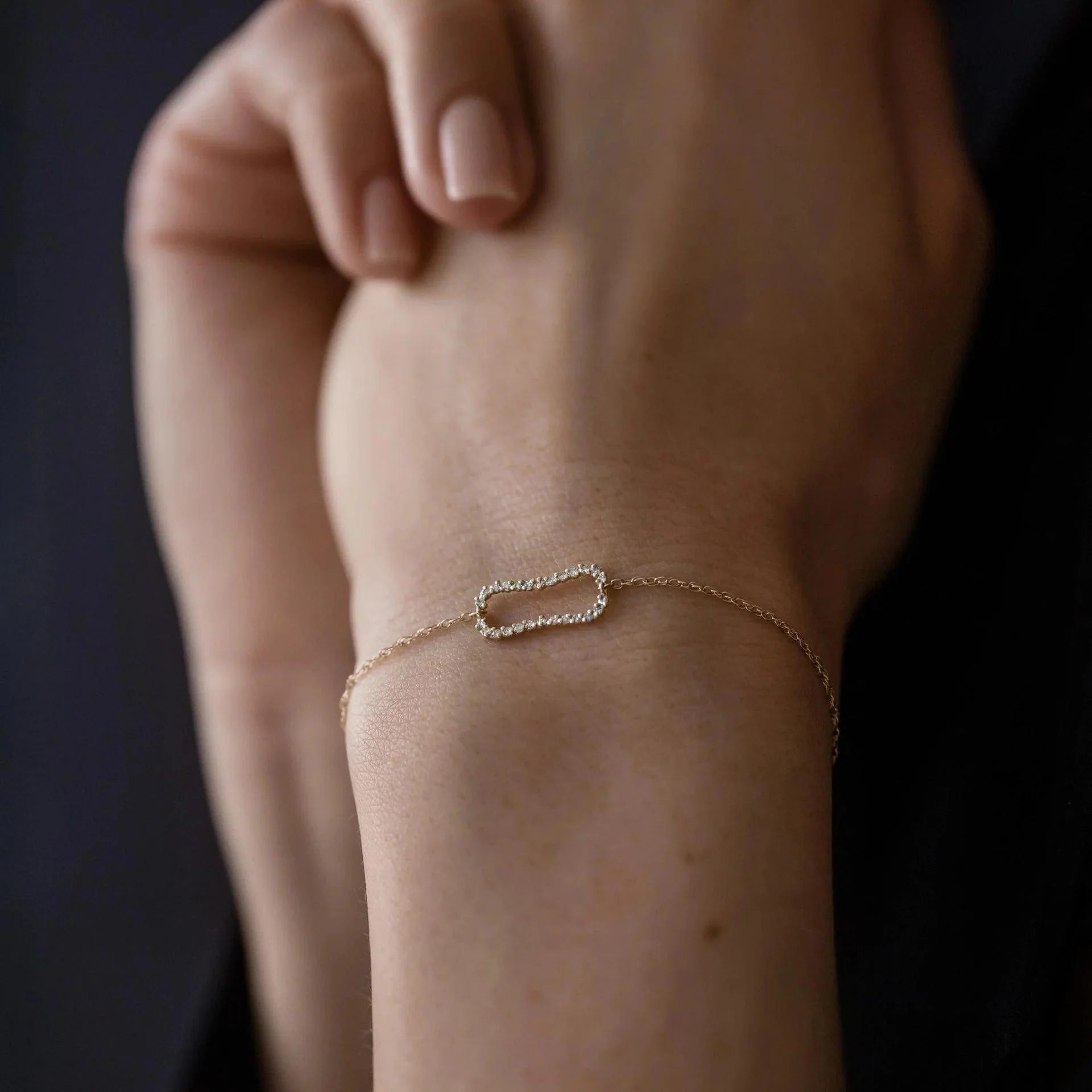 14k gold lab grown diamond bracelet, front view showing fine craftsmanship for elegant everyday wear