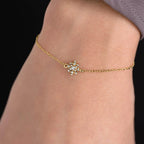 14k gold dainty lab grown diamond bracelet, front view showing fine craftsmanship