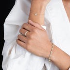 14k gold dainty lab grown diamond bracelet, side profile view showing fine craftsmanship