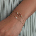 14k gold dainty lab grown diamond bracelet, front view showing fine craftsmanship with brilliant sparkle