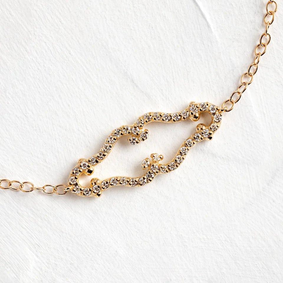 14k gold lab grown diamond bracelet, detailed close-up showing fine craftsmanship with brilliant sparkle