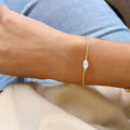 14k gold marquise dainty lab grown diamond bracelet, front view showing fine craftsmanship