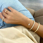 14k gold marquise dainty lab grown diamond bracelet, side profile view showing fine craftsmanship