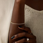14k gold round lab grown diamond tennis bracelet, front view showing fine craftsmanship