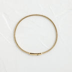 14k gold round lab grown diamond tennis bracelet, top angle view showing fine craftsmanship