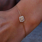 14k gold lab grown diamond bracelet, front view showing fine craftsmanship with brilliant sparkle