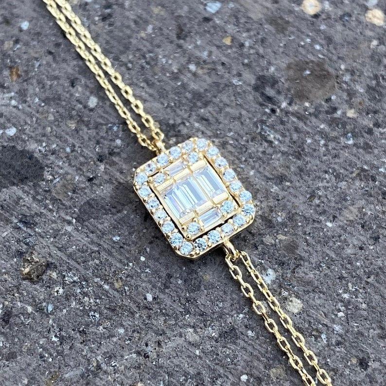 14k gold lab grown diamond bracelet, detailed close-up showing fine craftsmanship