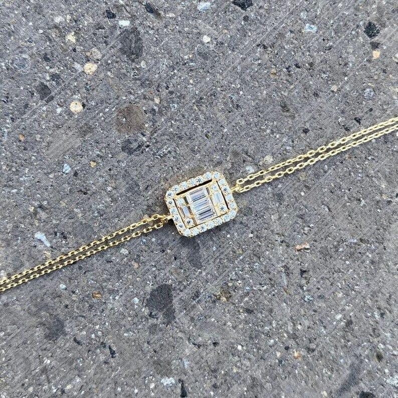 14k gold lab grown diamond bracelet, side profile view showing fine craftsmanship