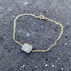 14k gold lab grown diamond bracelet, styled on model showing fine craftsmanship with brilliant sparkle