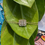 14k gold lab grown diamond bracelet, top angle view showing fine craftsmanship with brilliant sparkle