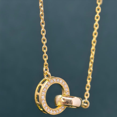 14k gold dainty lab grown diamond pendant necklace, detailed close-up showing fine craftsmanship