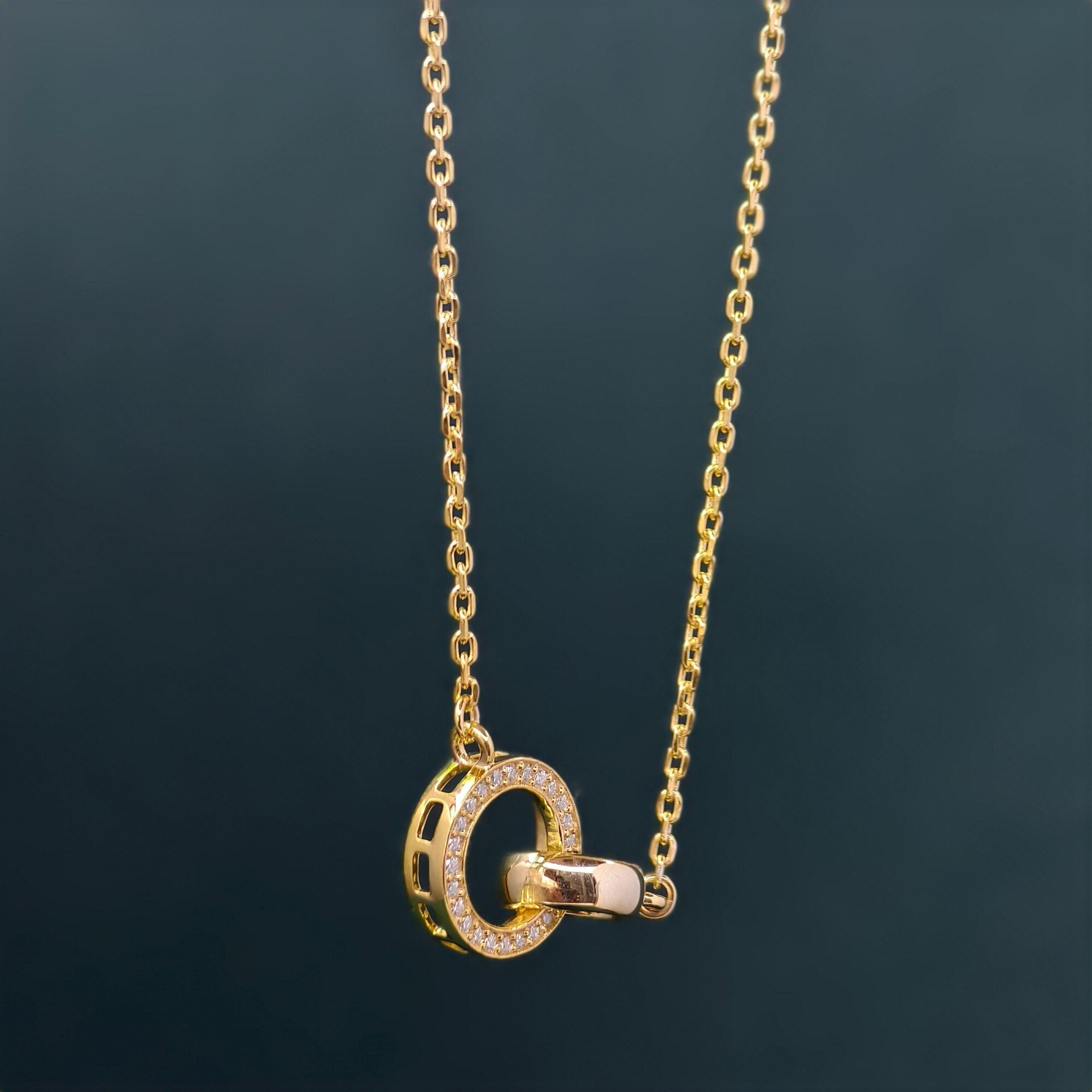 14k gold dainty lab grown diamond pendant necklace, sparkle detail shot showing fine craftsmanship