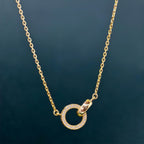 14k gold dainty lab grown diamond pendant necklace, lifestyle shot showing fine craftsmanship