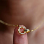 14k gold dainty lab grown diamond pendant necklace, macro detail view showing fine craftsmanship