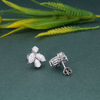 14k gold marquise lab grown diamond earrings, side profile view showing fine craftsmanship