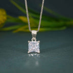 14k gold princess lab grown diamond pendant necklace, sparkle detail shot showing fine craftsmanship