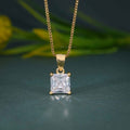 14k gold princess lab grown diamond pendant necklace, front view showing fine craftsmanship