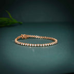 14k gold lab grown diamond tennis bracelet, lifestyle shot showing fine craftsmanship