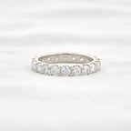 14k gold round lab grown diamond eternity band, sparkle detail shot showing fine craftsmanship with brilliant sparkle