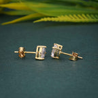 14k yellow gold heart screw back lab grown diamond stud earrings, sparkle detail shot showing fine craftsmanship