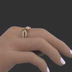 14k yellow gold round pave-set lab grown diamond engagement ring, side profile view showing fine craftsmanship