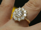 14k gold halo lab grown diamond engagement ring, top angle view showing fine craftsmanship