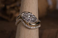 14k gold marquise bridal set lab grown diamond engagement ring, front view showing fine craftsmanship