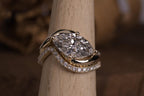 14k gold marquise bridal set lab grown diamond engagement ring, front view showing fine craftsmanship