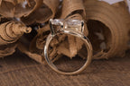 14k gold marquise bridal set lab grown diamond engagement ring, side profile view showing fine craftsmanship