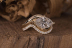 14k gold marquise bridal set lab grown diamond engagement ring, styled on model showing fine craftsmanship