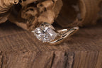 14k gold marquise bridal set lab grown diamond engagement ring, macro detail view showing fine craftsmanship