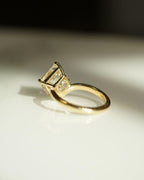 14k gold asscher promise lab grown diamond engagement ring, side profile view showing fine craftsmanship