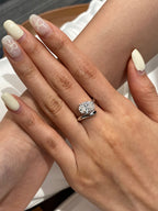 14k gold oval hidden halo lab grown diamond engagement ring, sparkle detail shot showing fine craftsmanship