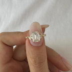 14k gold emerald nature-inspired lab grown diamond engagement ring, detailed close-up showing fine craftsmanship