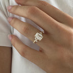 14k gold emerald nature-inspired lab grown diamond engagement ring, sparkle detail shot showing fine craftsmanship